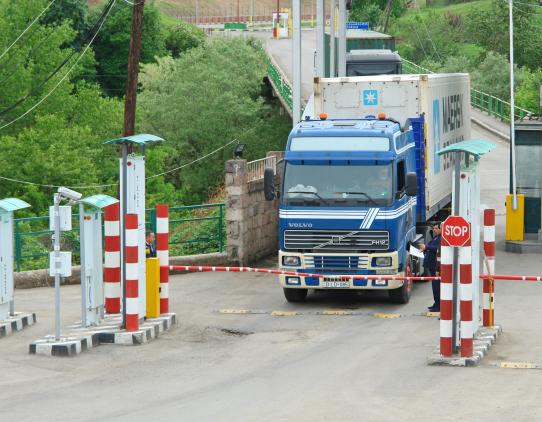 Truck at a customs control