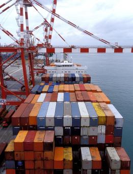 Trade boat loaded with containers