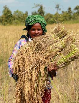 Female farmer with her crops