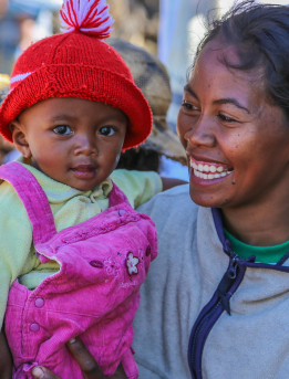 Mother and child smiling